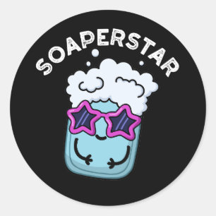 Soaperstar Funny Soap Pun Dark BG Runder Aufkleber