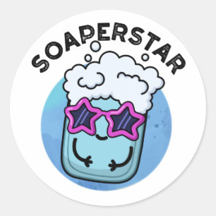 Soaperstar Funny Superstar Soap Puff Runder Aufkleber
