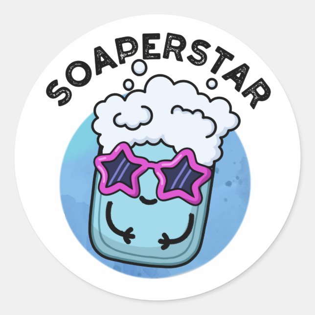 Soaperstar Funny Superstar Soap Puff Runder Aufkleber (Vorderseite)