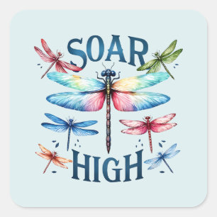 Soar High - Artistic Dragonfly Quadratischer Aufkleber