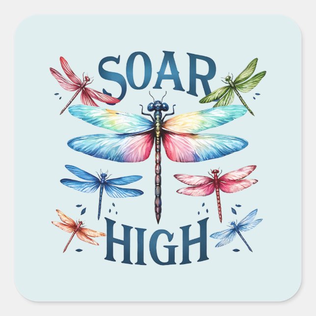 Soar High - Artistic Dragonfly Quadratischer Aufkleber (Vorderseite)