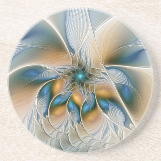 Soaring, Abstract Fantasy Fractal Art With Blue Getränkeuntersetzer (Vorne)