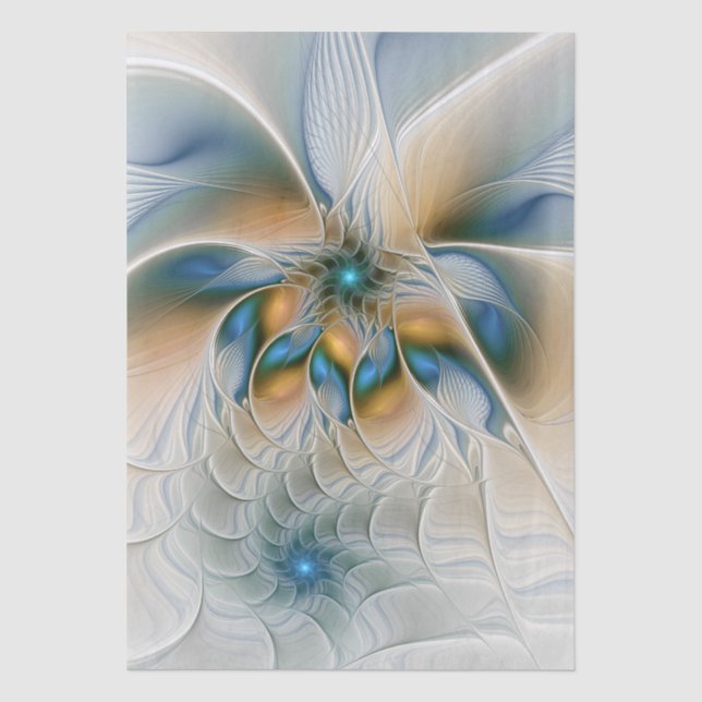 Soaring, Abstract Fantasy Fractal Art With Blue Seidenpapier (Vorderseite)