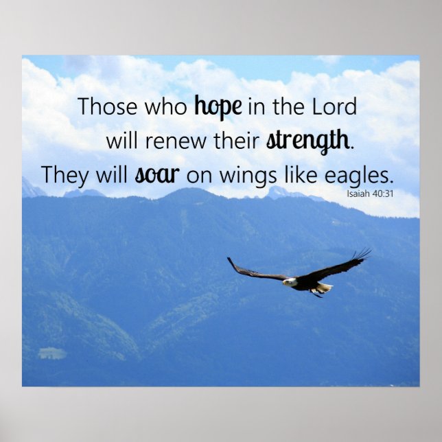 Soaring Adler Christliche Stärke Isaiah 40:31 Poster (Vorne)