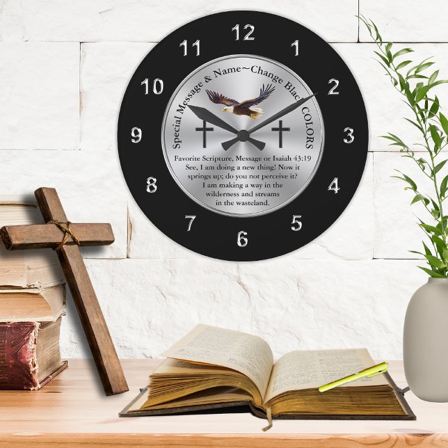 Soaring Adler Personalisiert, Christliche Wall Clo Große Wanduhr (Christian Gifts for Men and Women. Soaring Eagle. Soar like an Eagle. Bible Verse Clock. )