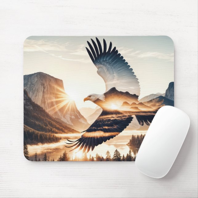 Soaring Bald Eagle at Sunrise Mousepad (Mit Mouse)
