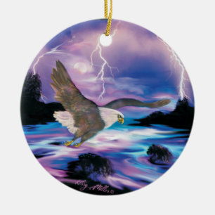 Soaring Bald Eagle Keramik Ornament