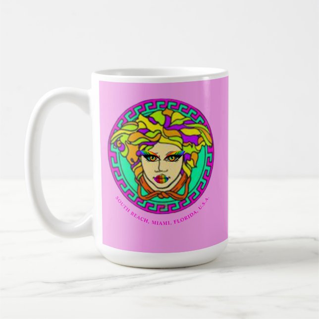 SoBe Miami Kitsch Ikonische Medusa, Stolz Kaffeetasse (Links)