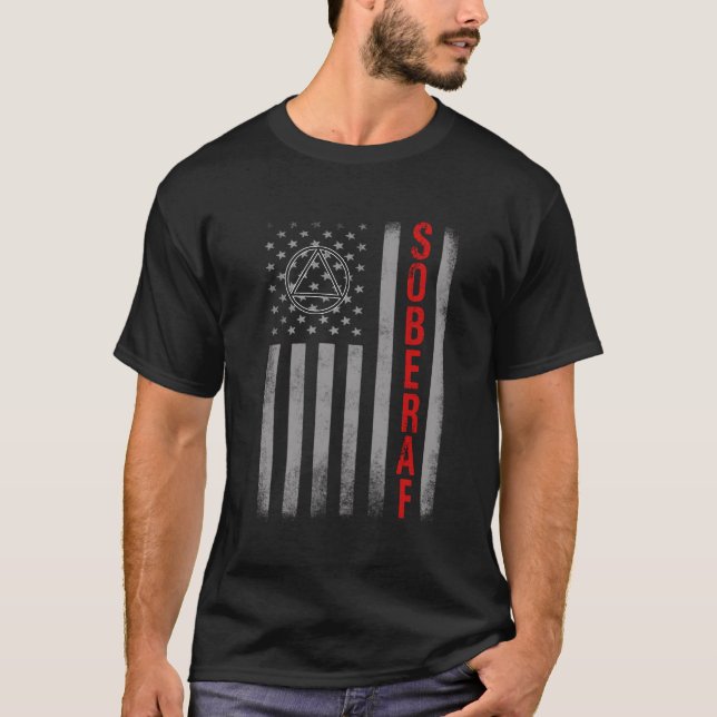 SOBER AF US Flag Support Sobribite Ursache, Erholu T-Shirt (Vorderseite)