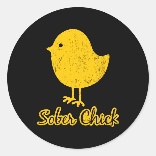 Sober Chick Sobriety Runder Aufkleber (Vorderseite)