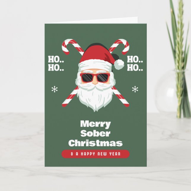 Sober Christmas Card, Cooler Weihnachtsmann, Neuja Dankeskarte (Vorderseite)