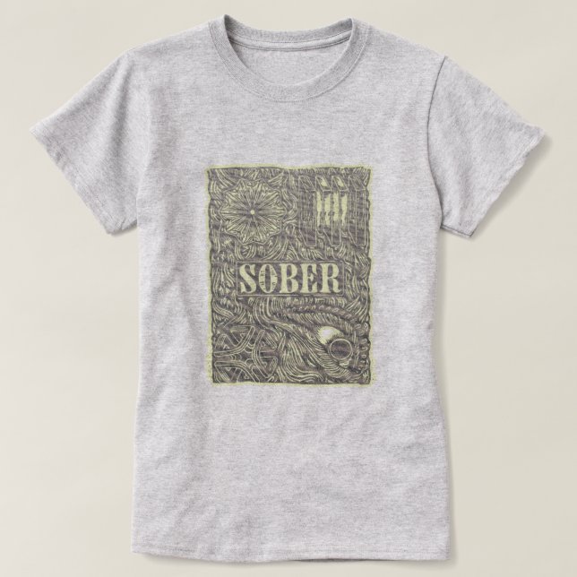 Sober Etted detaillierte Poster-Grafik T-Shirt (Design vorne)