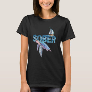 Sober Sailboat und Sea Turtle Erholung Na Om Anniv T-Shirt