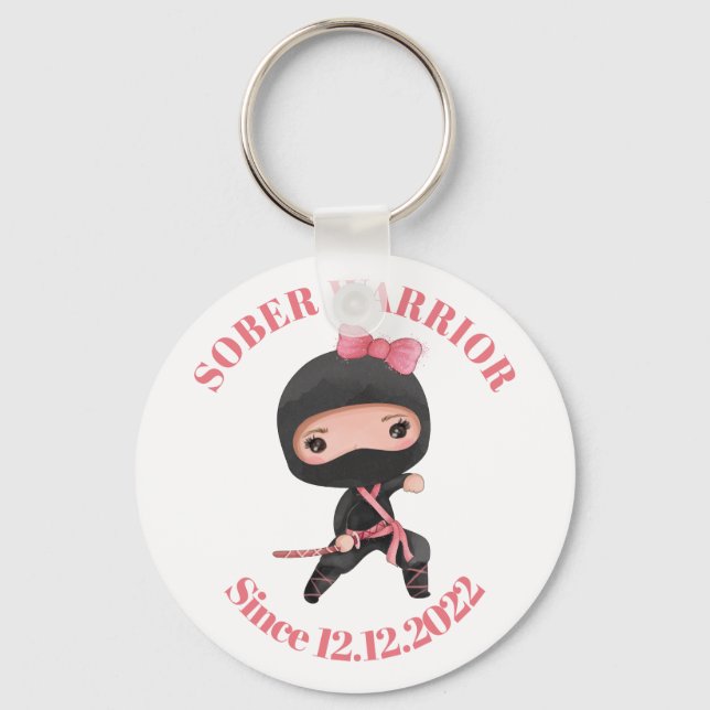 Sober Since Keychain for Addiction Recovery, Ninja Schlüsselanhänger (Vorderseite)