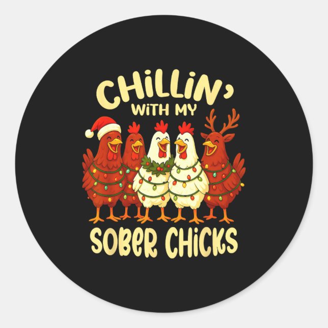 Sobriety Anniversary Recovery Funny Sober Chicks  Runder Aufkleber (Vorderseite)