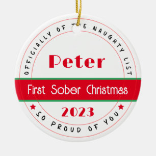 Sobriety Weihnachtsgeschenk, personalisierbarer Na Keramik Ornament