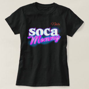 Soca Mommy Pink und Weiß Text T-Shirt