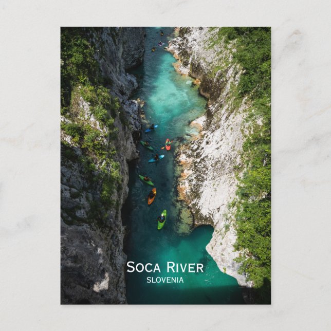 Soca River in Kobarid, Slowenien. Alpenmärchen. Postkarte (Vorderseite)
