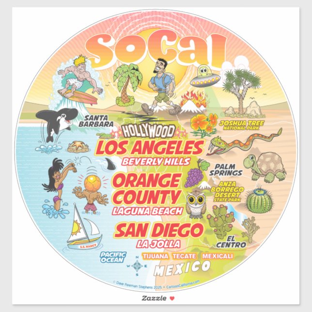 SoCal Paradise Custom-Cut Vinyl Sticker (Blatt)
