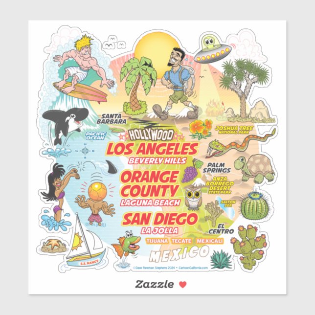 SoCal Paradise Custom-Cut Vinyl Sticker (Blatt)