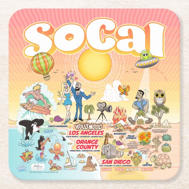 SoCal Rechteckiger Pappuntersetzer (Vorderseite)