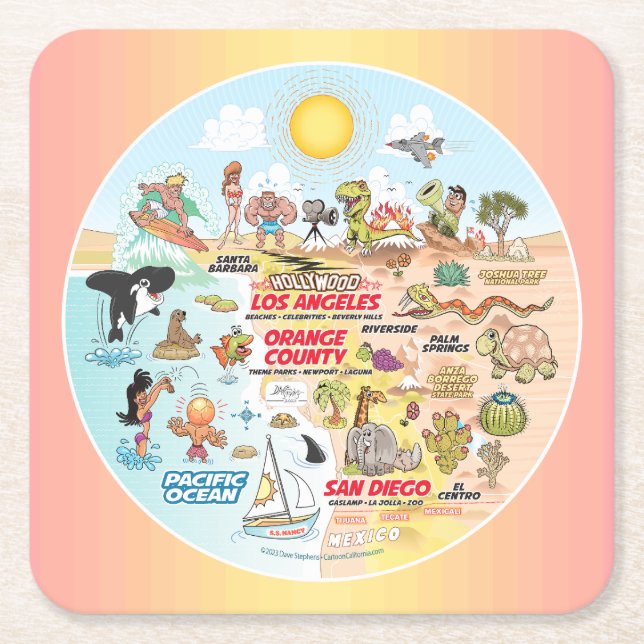 SoCal Rechteckiger Pappuntersetzer (Vorderseite)