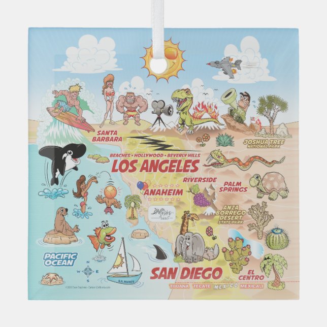 SoCal Square Ornament Aus Glas (Vorderseite)