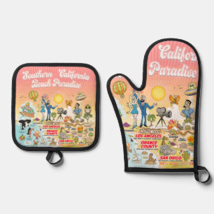 SoCal-Strandparadies Ofenhandschuh & Topflappen-Set