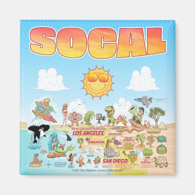 SoCal Sunny Cartoon Magnet (Vorne)