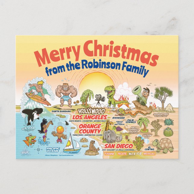 SoCal Sunset Custom Christmas Postkarte (Vorderseite)