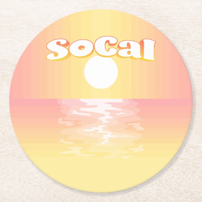 SoCal Sunset Runder Pappuntersetzer (Vorderseite)