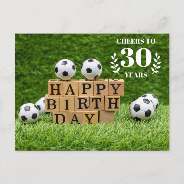 Soccer 30e carte d'anniversaire avec des boules su (Devant)