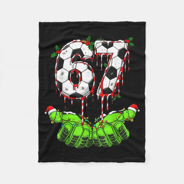 Soccer 67 Six Seven Funny Gen Alpha Meme Drip Chri Fleecedecke (Vorderseite)