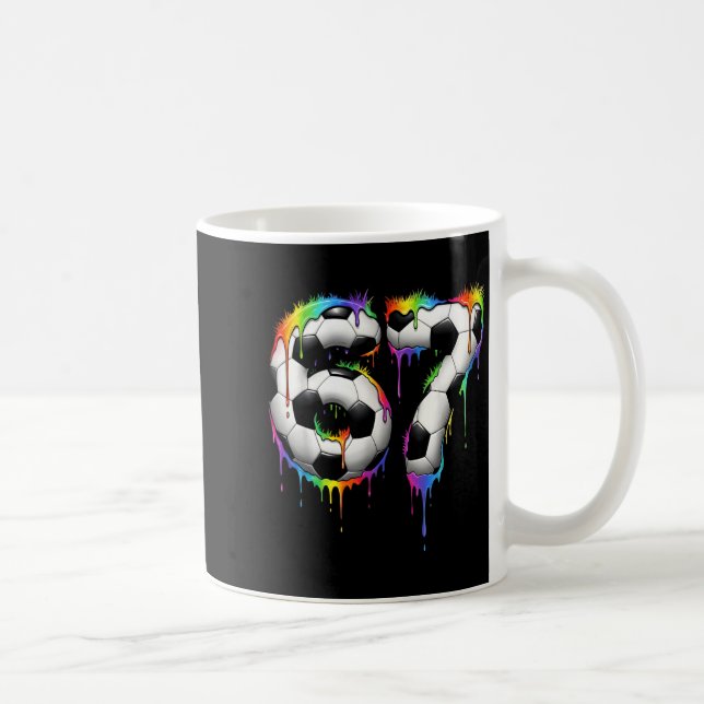 Soccer 67 Six Seven Funny Gen Alpha Meme Rainbow D Kaffeetasse (Rechts)