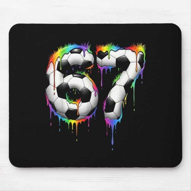 Soccer 67 Six Seven Funny Gen Alpha Meme Rainbow D Mousepad (Vorne)