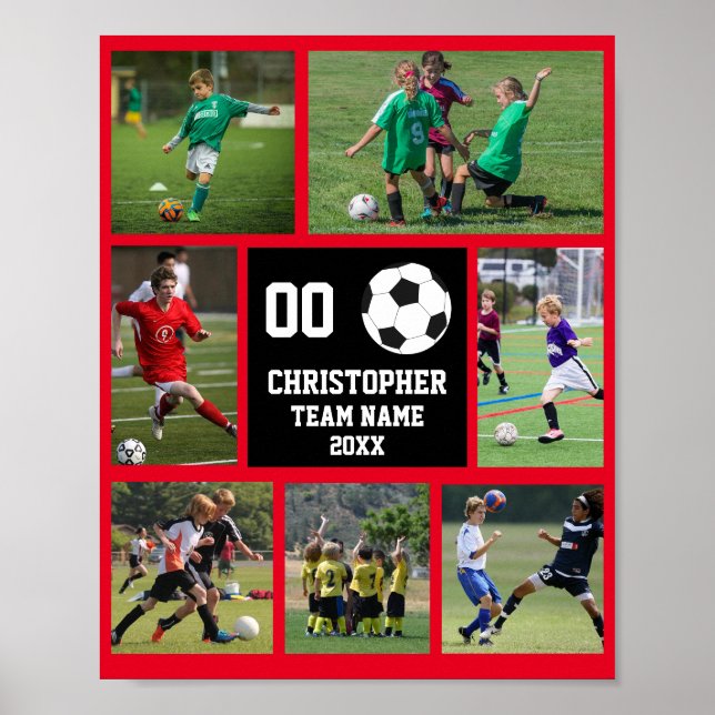 Soccer 7 Foto Collage Red team name poster (Vorne)