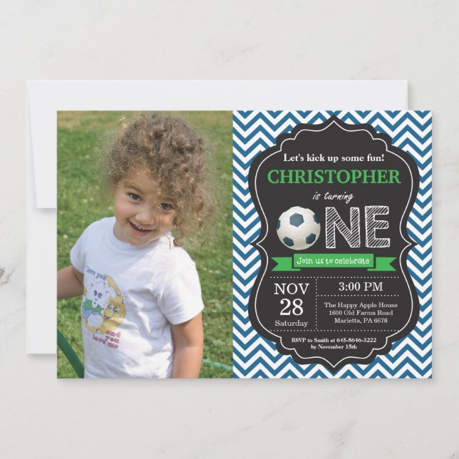Soccer Anniversaire Invitation 1er Anniversaire (Devant)