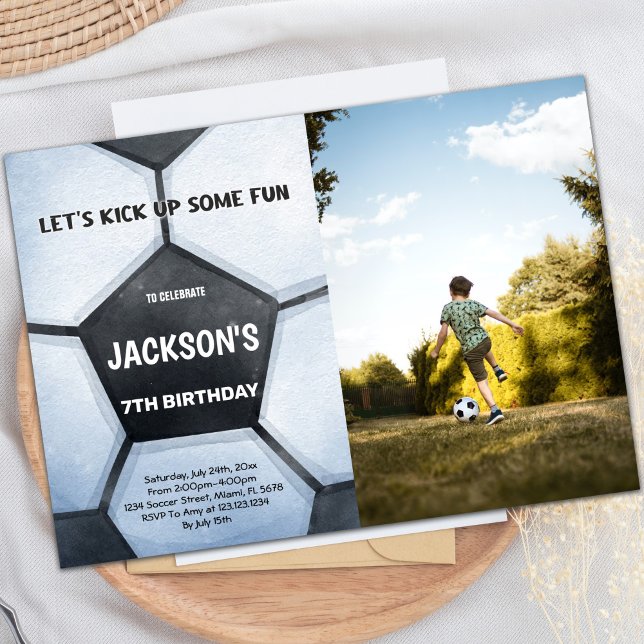 Soccer Anniversaire Invitation avec photo (Full Soccer Birthday Invitations with photo)