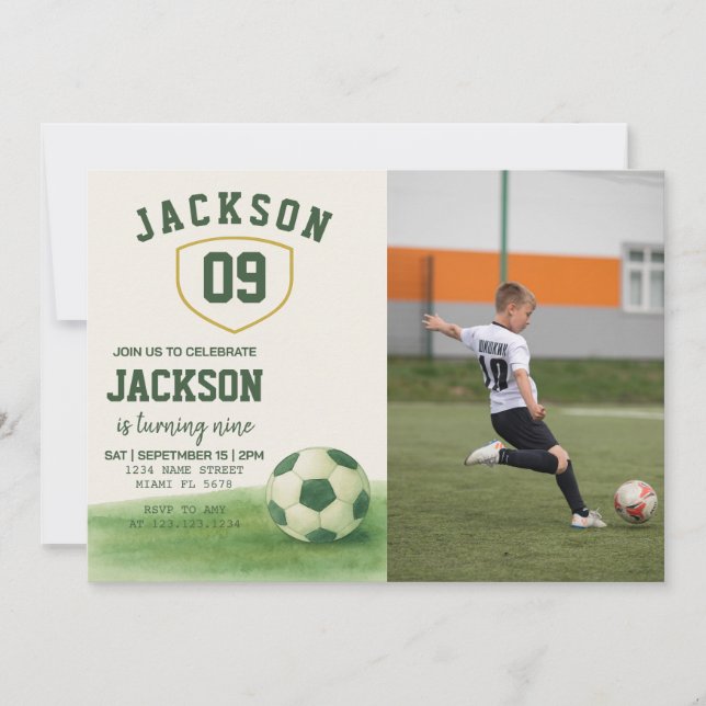 Soccer Anniversaire Invitation pour Enfants avec p (Devant)