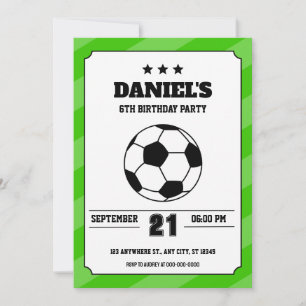 Soccer Anniversaire Invitation Simple Vert