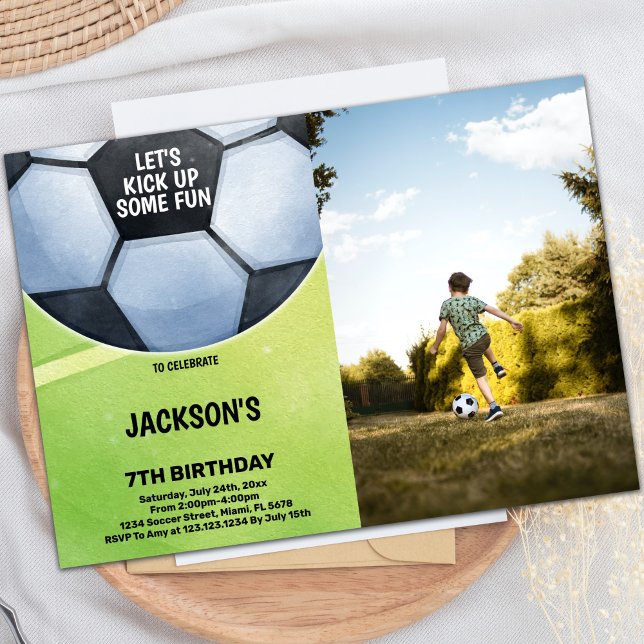 Soccer Anniversaire Invitations avec photo (Soccer Birthday Invitations with photo)