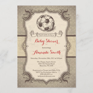 Soccer Baby Shower Einladung Vintag Retro
