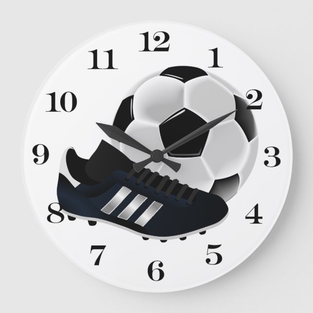 Soccer Ball and Shoe Große Wanduhr (Vorderseite)