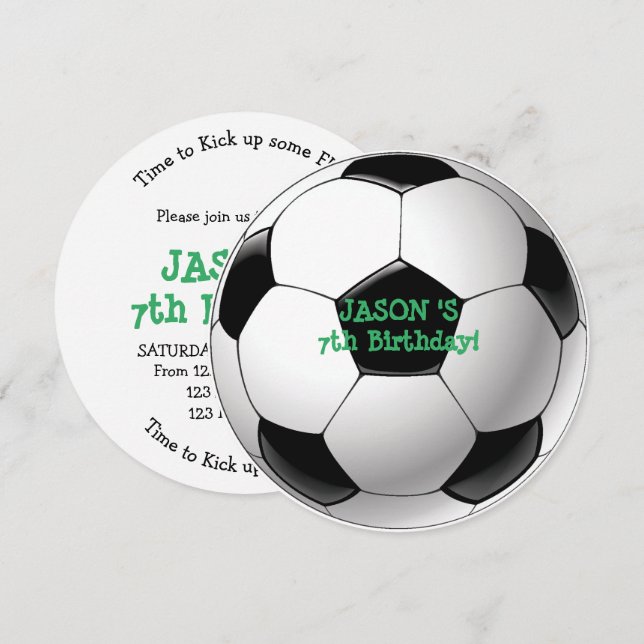Soccer BALL Anniversaire Fête Invitation pour enfa (Devant / Derrière)