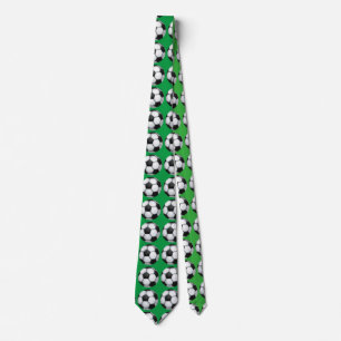 Soccer Ball Art Pattern Green Tie Krawatte