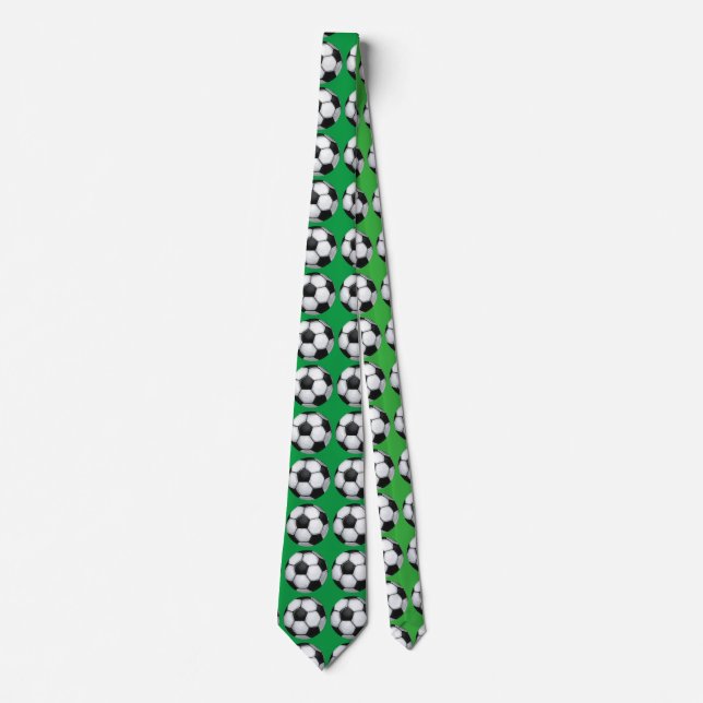 Soccer Ball Art Pattern Green Tie Krawatte (Vorderseite)