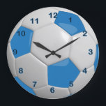 Soccer Ball | Blue Große Wanduhr<br><div class="desc">Soccer Ball Clock | Blue. A great gift for a soccer player or soccer fan enthusiast. ✔Note: Not all template areas need changed. 📌If you need further customization, please click the "Click to Customize further" or "Customize or Edit Design"button and use our design tool to resize, rotate, change text color,...</div>