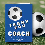 Soccer Ball Blue Vielen Dank Coach Card Dankeskarte<br><div class="desc">Modern Soccer Ball Blue Danke Coach Card. Die Karte hat einen schwarz-weißen Fußball auf blauem Hintergrund. Eine tolle Karte für Sporttrainer,  Schultrainer,  Mama- oder Papa-Trainer,  etc. Passen Sie jeden Text auf der Karte an. Geben Sie den Namen,  den Teamnamen und das Jahr des Trainers ein.</div>