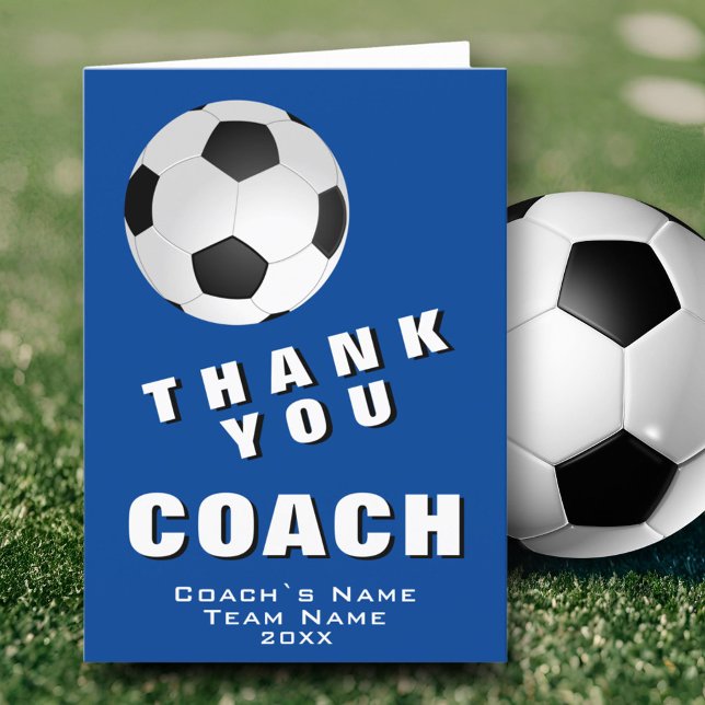 Soccer Ball Blue Vielen Dank Coach Card Dankeskarte (Von Creator hochgeladen)