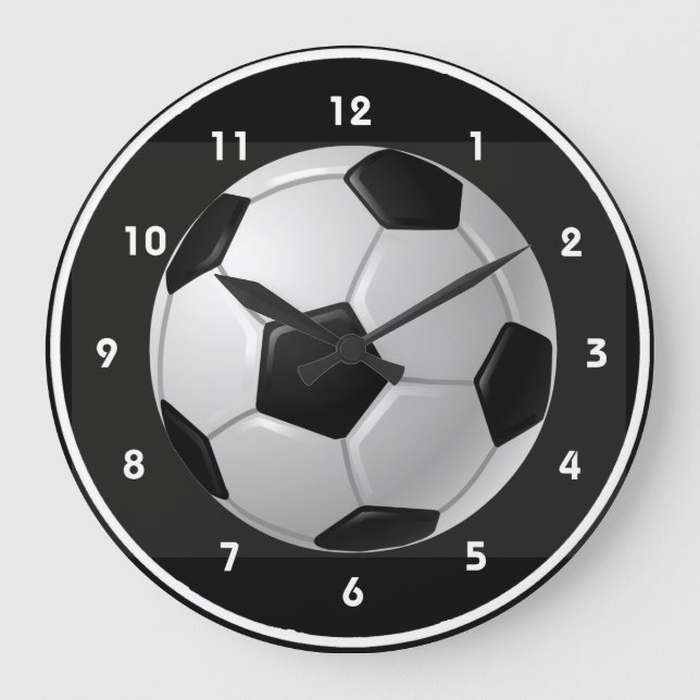 Soccer Ball Design Wall Clock Große Wanduhr (Vorderseite)